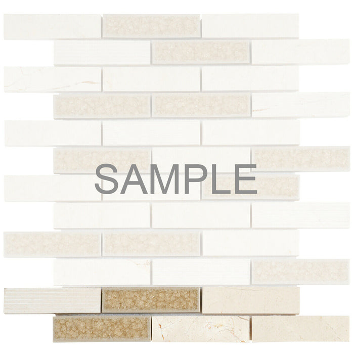 Sample - TDH45MO Natural Stone Glass Beige Mosaic Tile