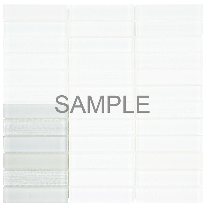 Sample - TDH48MO Glass White Mosaic Tile