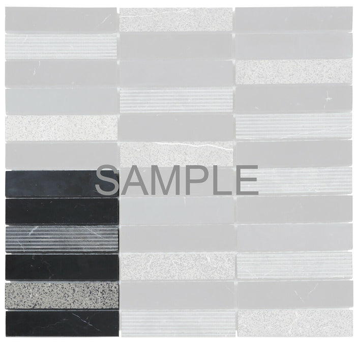 Sample - TDH53MO Natural Stone Black Gray Mosaic Tile
