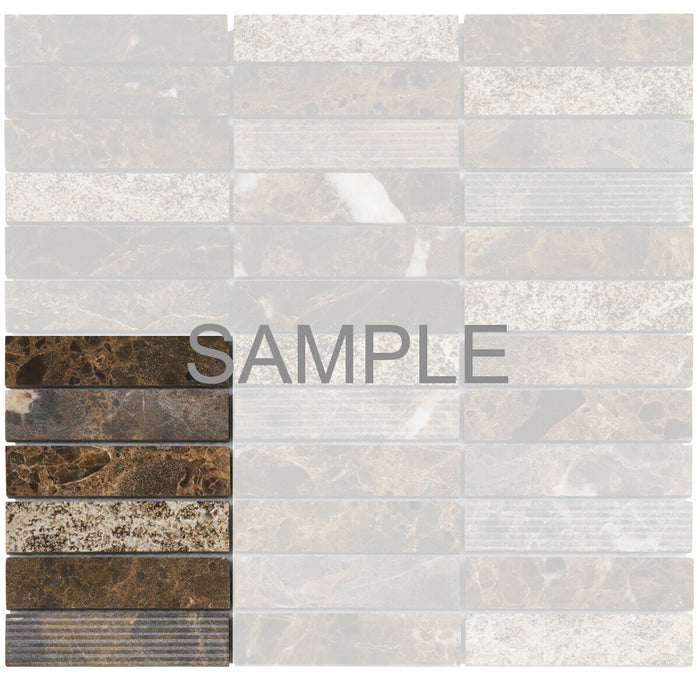 Sample - TDH57MO Natural Stone Emperador Brown Mosaic Tile