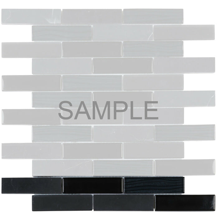 Sample - TDH59MO Natural Stone Glass Black Mosaic Tile