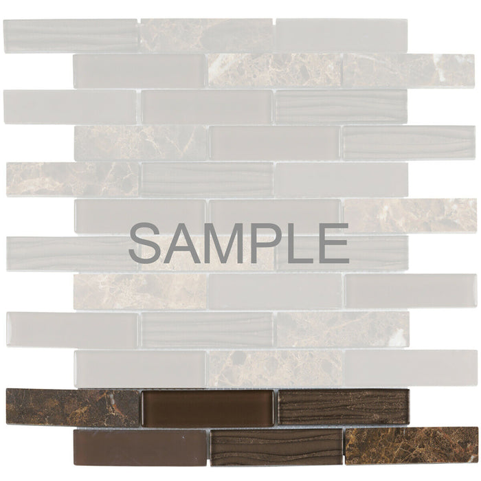 Sample - TDH61MO Natural Stone Glass Emperador Brown Mosaic Tile