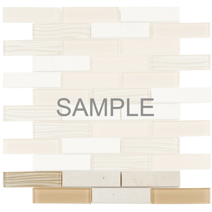 Sample - TDH62MO Natural Stone Glass Beige Mosaic Tile