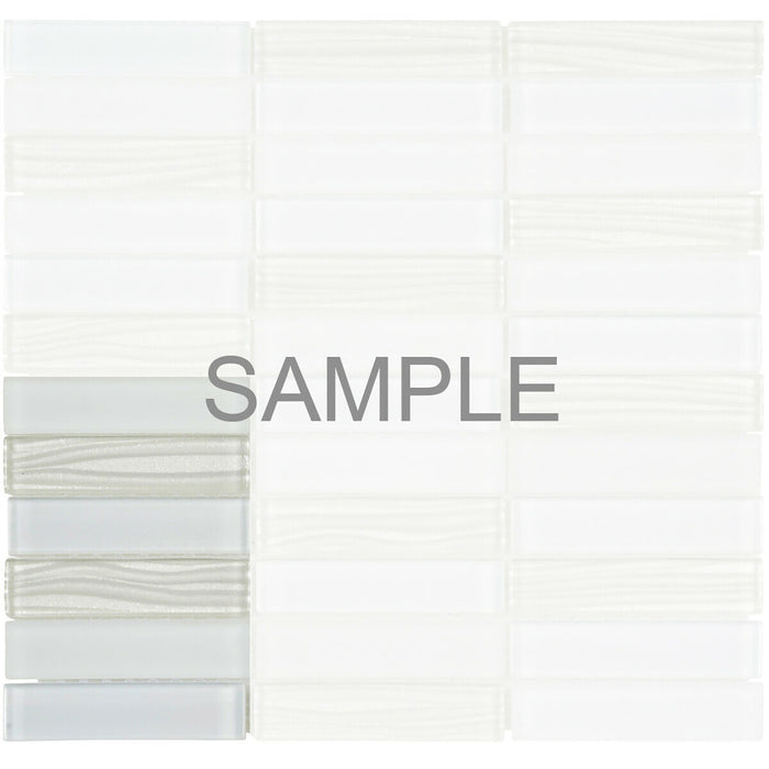Sample - TDH63MO Crystal Glass White Mosaic Tile