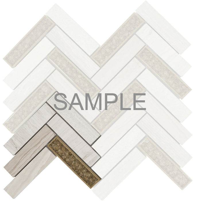 Sample - TDH84MO Natural Stone Glass Taupe Mosaic Tile