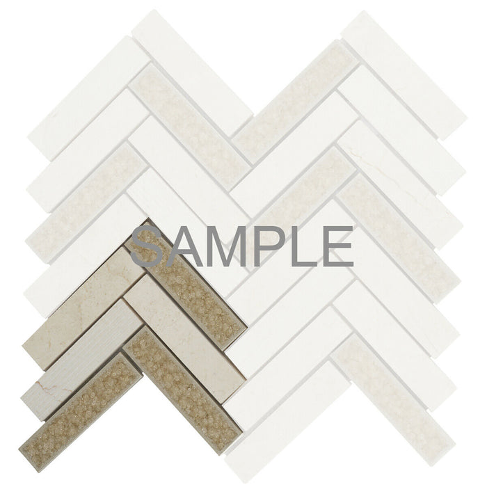 Sample - TDH86MO Natural Stone Glass Beige Mosaic Tile