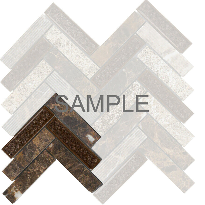 Sample - TDH87MO Natural Stone Glass Emperador Brown Mosaic Tile