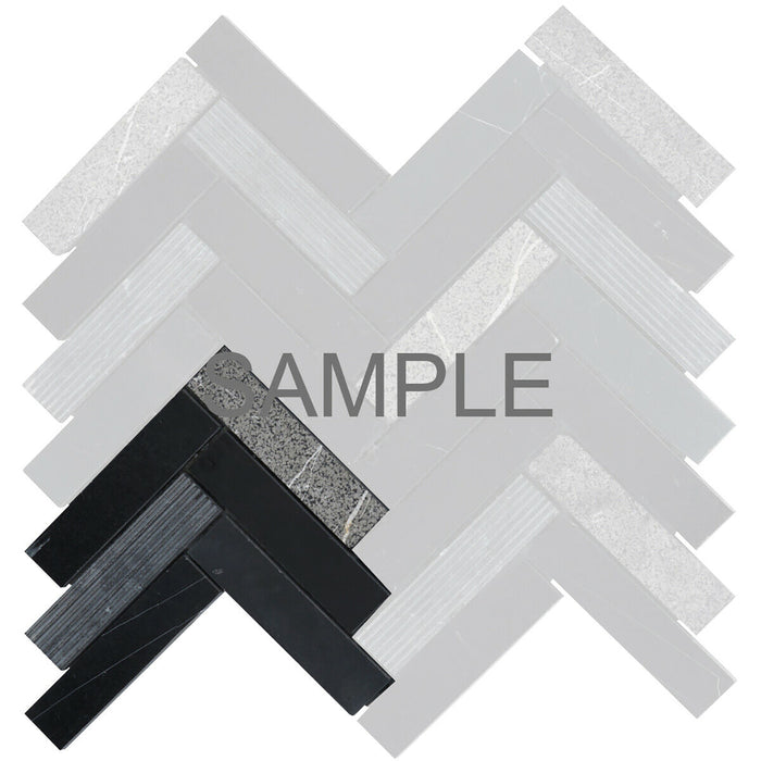 Sample - TDH94MO Natural Stone Black Gray Mosaic Tile