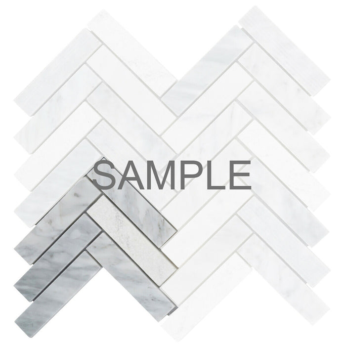 Sample - TDH95MO Natural Stone Carrara White Marble Mosaic Tile