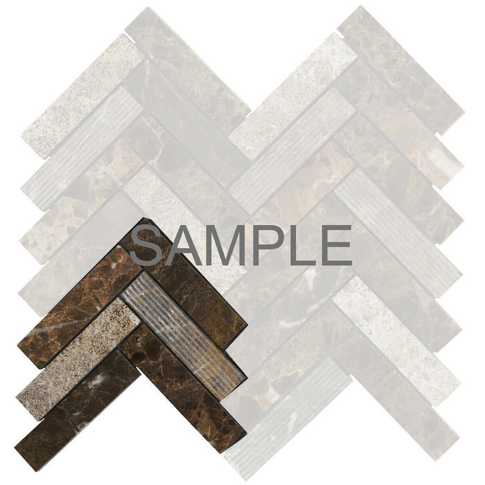 Sample - TDH98MO Natural Stone Glass Emperador Brown Mosaic Tile