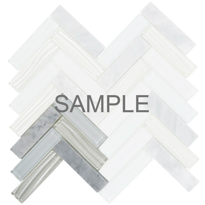 Sample - TDH99MO Natural Stone Glass Carrara White Marble Mosaic Tile