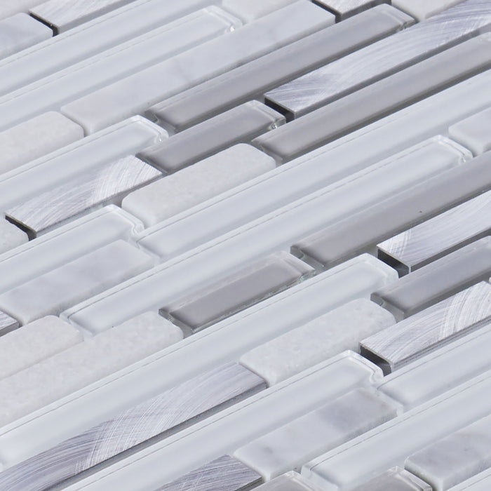TDH2MDR White Gray Aluminum Glass Stone Mosaic Tile