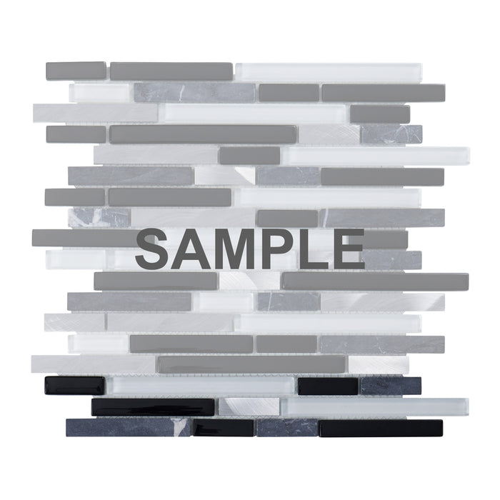 Sample - TDH3MDR Black Gray Aluminum Glass Stone Mosaic Tile