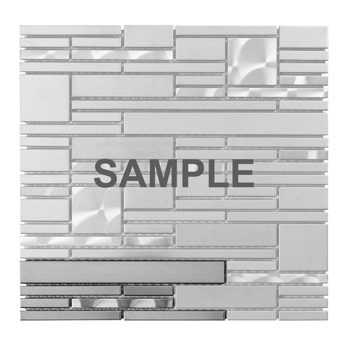 Sample - TDH21MDR Metal Metallic Jeweling Silver Square Mosaic Tile