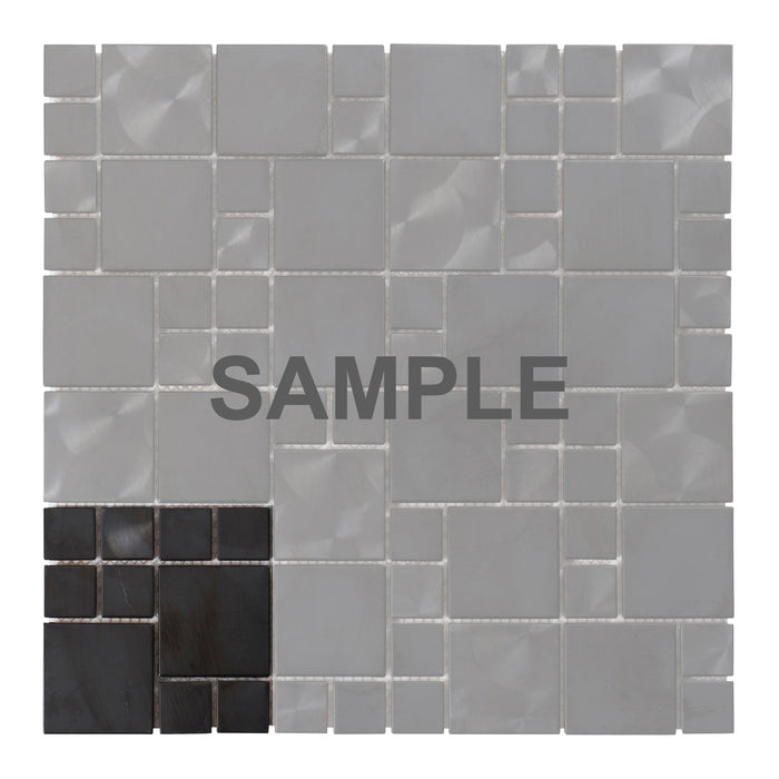 Sample - TDH23MDR Black Stainless Steel Square Pattern Metallic Mosaic Tile