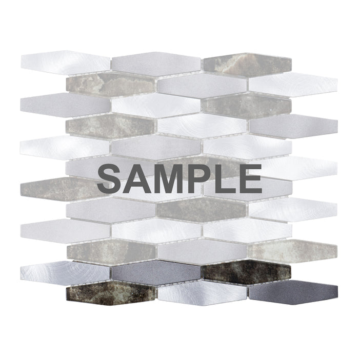 Sample - TDH36MDR Gray Aluminum Metallic Stone Glass Hexagon Mosaic Tile