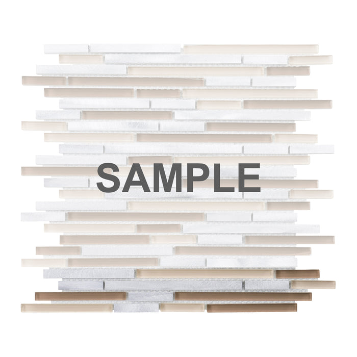 Sample - TDH39MDR Beige Glass Aluminum Metallic Linear Interlocking Mosaic Tile