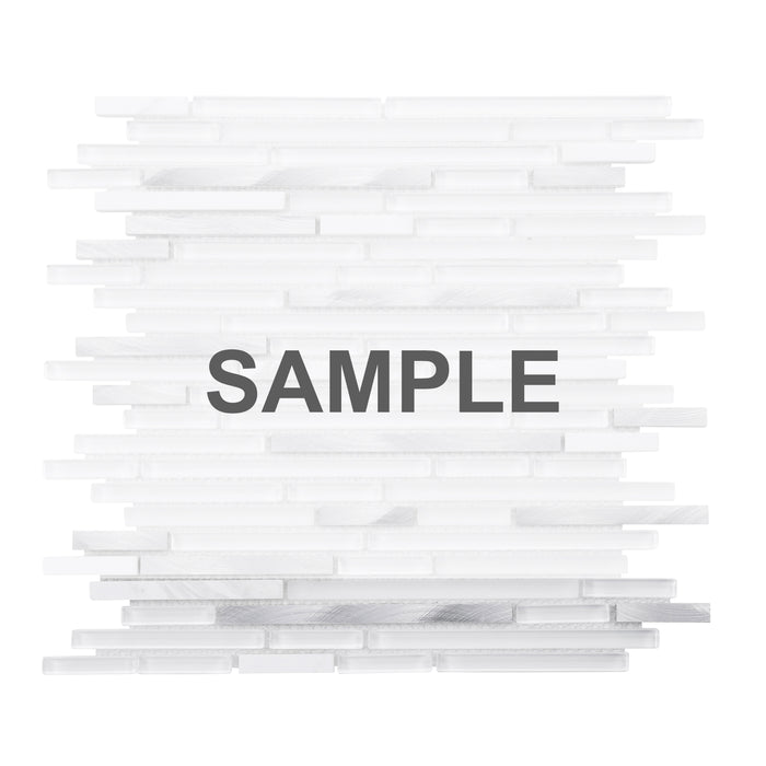 Sample - TDH40MDR Pure White Glass Aluminum Metallic Linear Interlocking Mosaic Tile