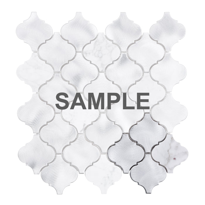 Sample - TDH41MDR White Calacatta Marble Arabesque Aluminum Metallic Mosaic Tile