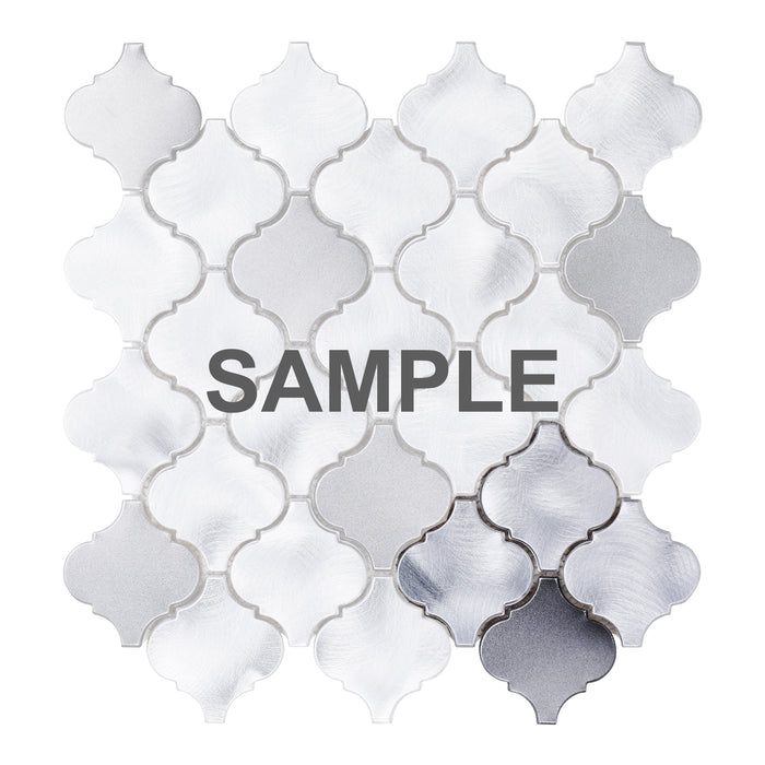 Sample - TDH42MDR Gray Silver Aluminum Metallic Arabesque Mosaic Tile