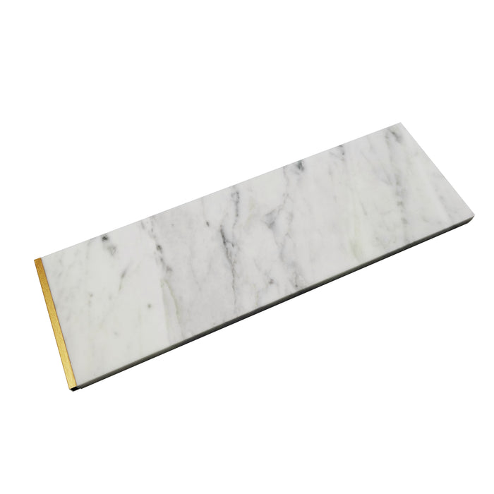 TDH83MDR Honed 4x12 Carrara White Marble With Aluminum Gold Trim Subway Tile