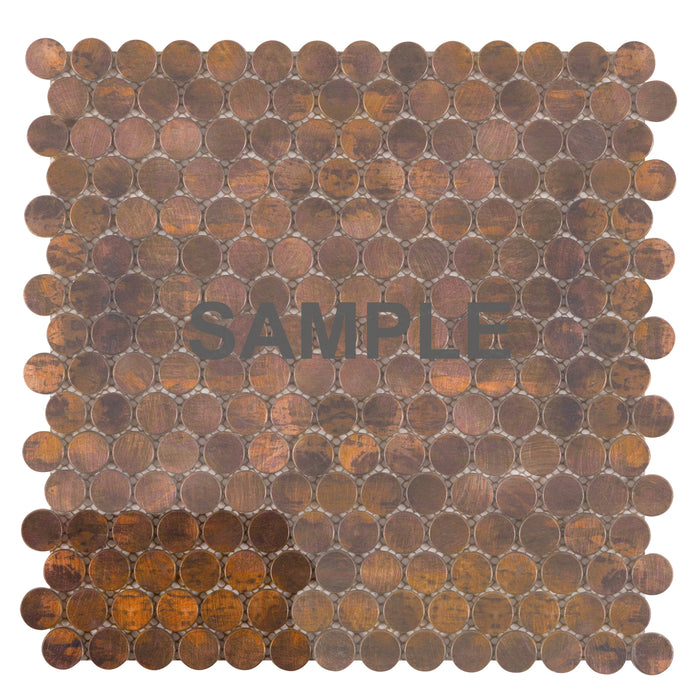 Sample -TDH85MDR Penny Antique Copper Brown Metallic Metal Mosaic Tile
