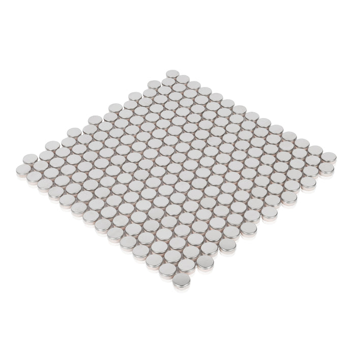 TDH86MDR Penny Round Stainless Steel Silver Metallic Metal Mosaic Tile