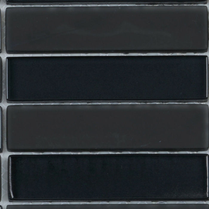 Sample - TDH119MO Black Crystal Glass Blended with Frosted Glass Mosaic Tile