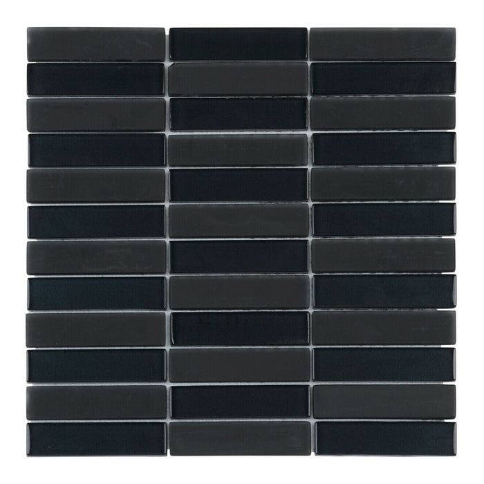 Sample - TDH119MO Black Crystal Glass Blended with Frosted Glass Mosaic Tile