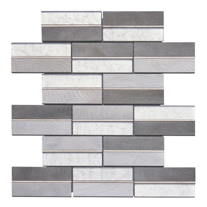 TDH593 Aluminum Metallic Glass Silver Metal Trim Mosaic Tile