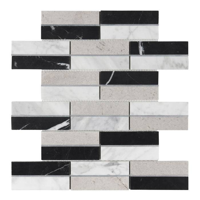 TDH584 Black White Gray Silver Metal Trim Mosaic Tile