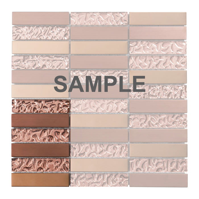 Sample - TDH240RG Stainless Steel Glass Rose Gold Copper Mosaic Tile