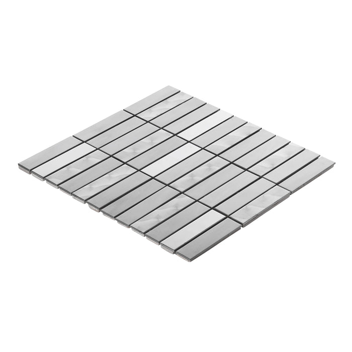 Sample - TDH241SS Stainless Steel Brushed Nickel Gray Mosaic Tile