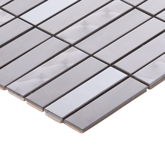 TDH241SS Stainless Steel Brushed Nickel Gray Mosaic Tile