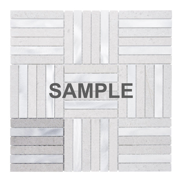 Sample - TDH353AL Aluminum Natural Stone Cinderella Gray Metallic Metal Mosaic Tile