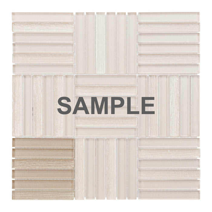 Sample - TDH380MG Metallic Glass Beige Cream Mosaic Tile