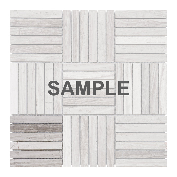 Sample - TDH349NS Natural Stone White Oak Marble Taupe Gray Mosaic Tile