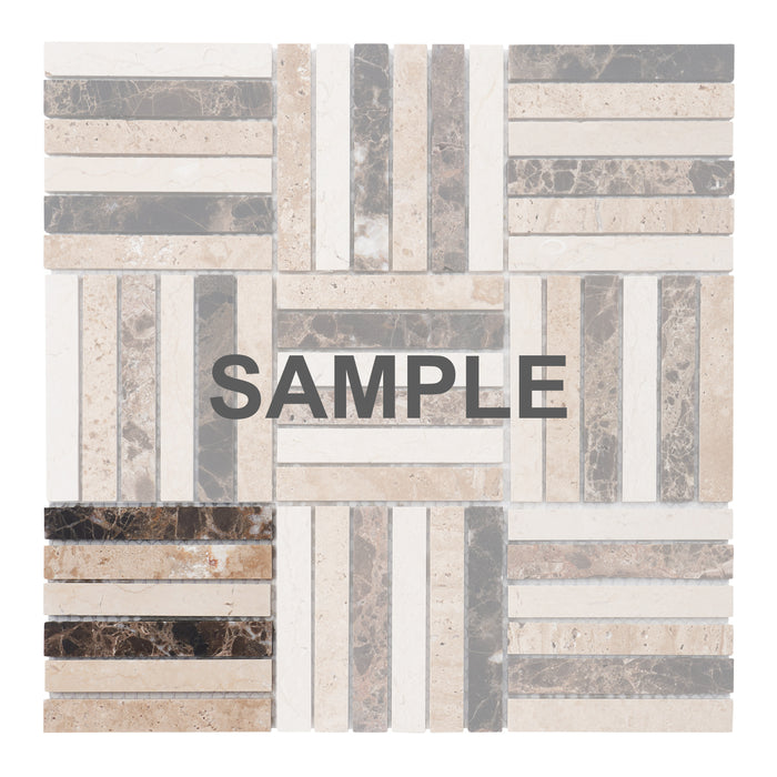 Sample - TDH362NS Natural Stone Emperador Brown Beige Mosaic Tile