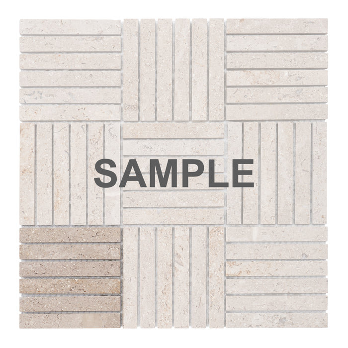 Sample - TDH364NS Natural Stone Travertine Marble Beige Sand Mosaic Tile