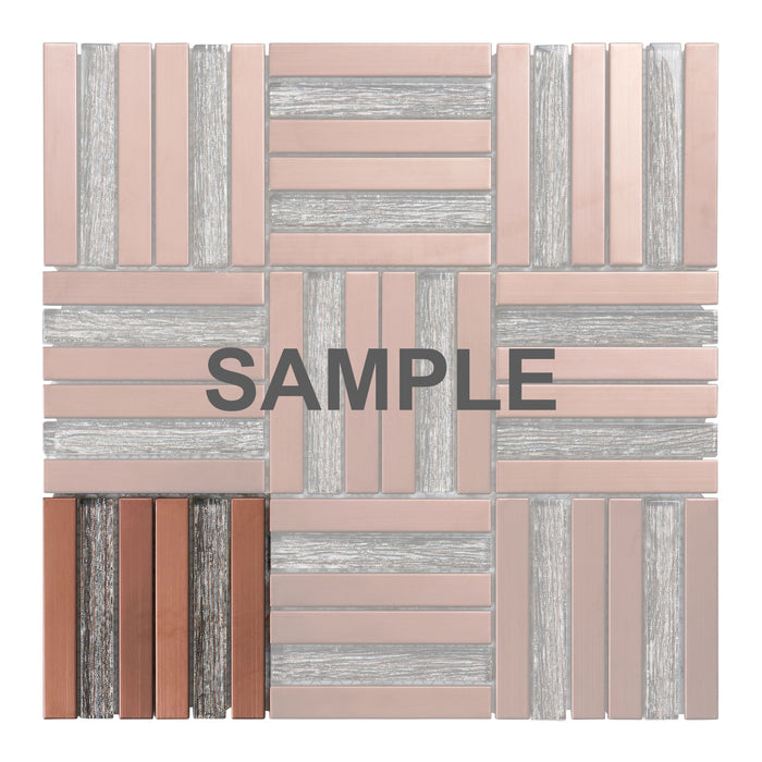 Sample - TDH377RG Stainless Steel Crystal Glass Rose Gold Copper Metallic Metal Mosaic Tile