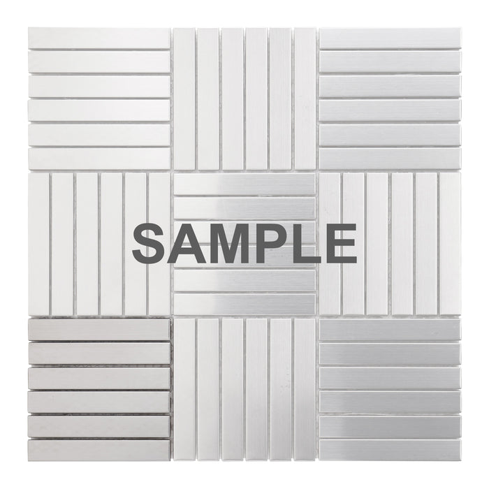 Sample - TDH358SS Stainless Steel Brushed Nickel Metallic Metal Mosaic Tile