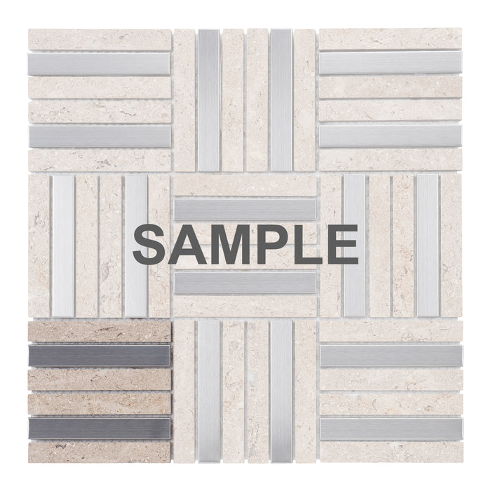 Sample - TDH363SS Stainless Steel Natural Stone Beige Silver Metallic Metal Mosaic Tile