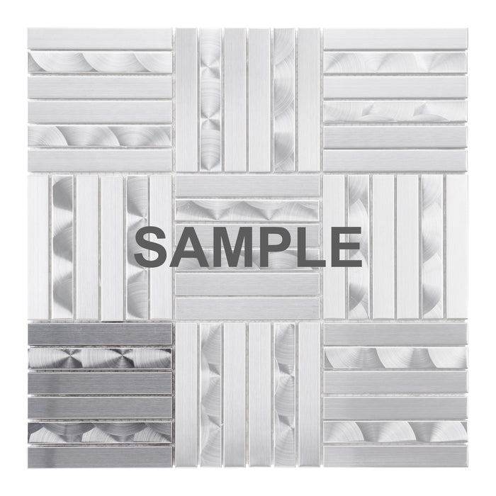 Sample - TDH366SS Stainless Steel Brushed Nickel Swirling Gray Metallic Metal Mosaic Tile