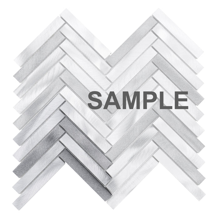 Sample - TDH397AL Aluminum Metal Silver Gray Metallic Mosaic Tile