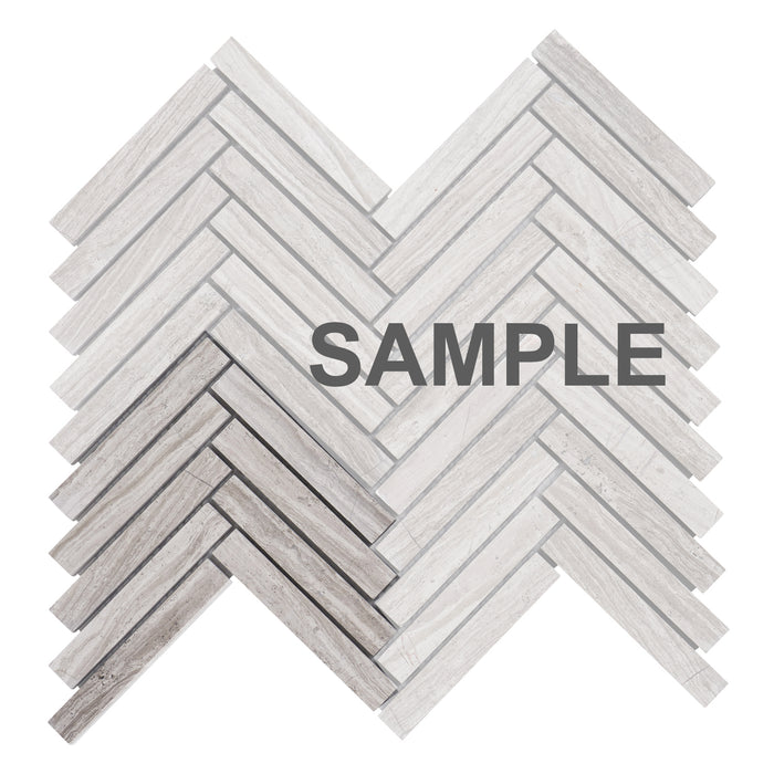 Sample - TDH382NS Natural Stone White Oak Taupe Gray Mosaic Tile