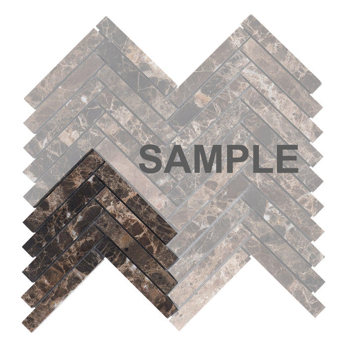 Sample - TDH384NS Natural Stone Emperador Brown Mosaic Tile