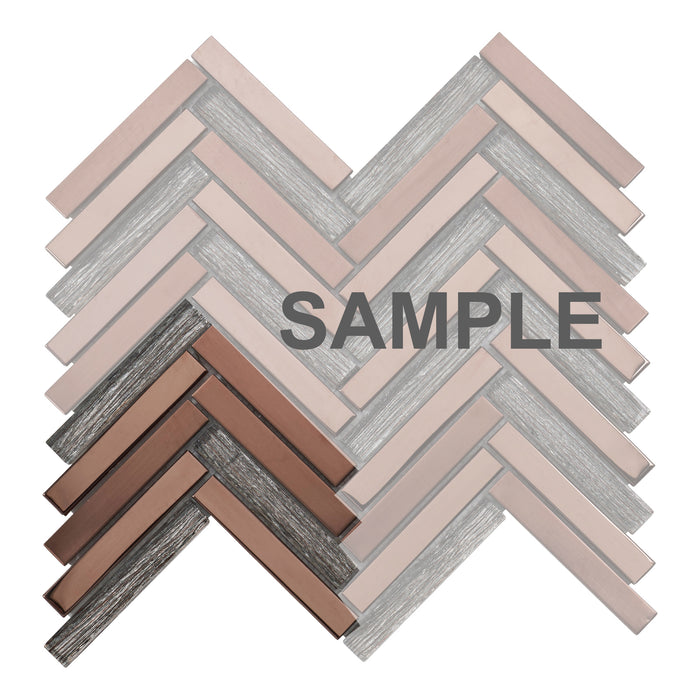 Sample - TDH393RG Stainless Steel Crystal Glass Rose Gold Metallic Metal Mosaic Tile