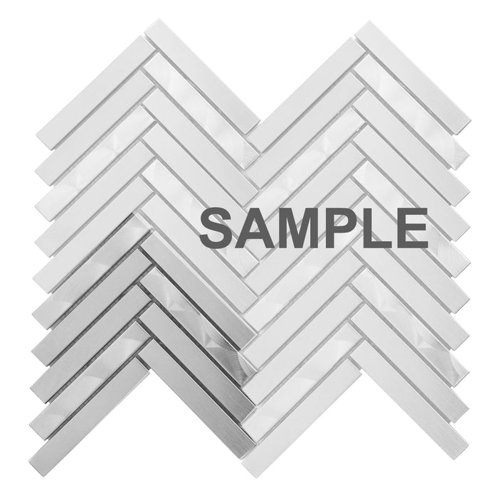 Sample - TDH395SS Stainless Steel Brushed Nickel Swirling Silver Metallic Metal Mosaic Tile