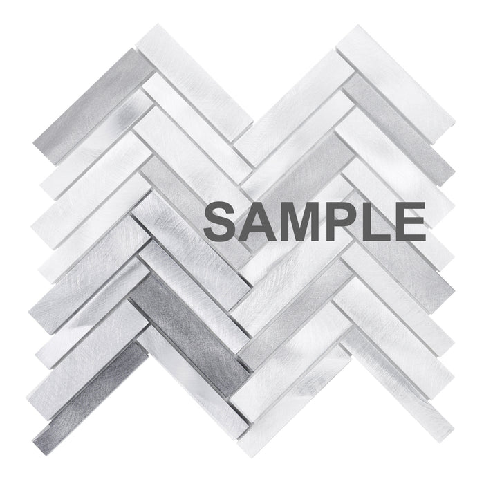 Sample - TDH527AL Aluminum Metal Silver Gray Metallic Mosaic Tile