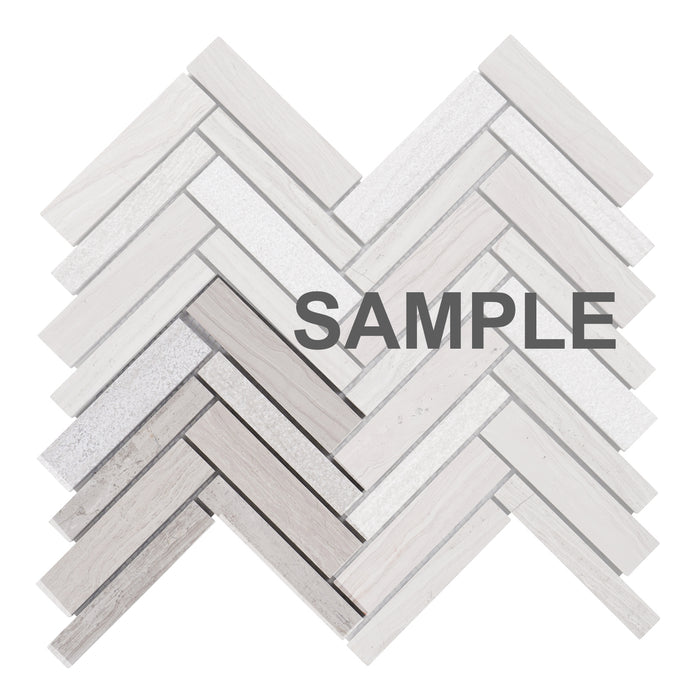 Sample - TDH404NS Natural Stone White Oak Marble Taupe Gray Mosaic Tile